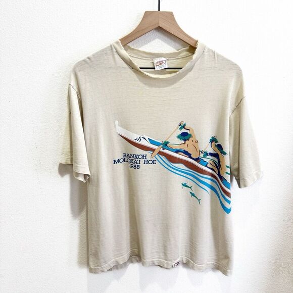 Vtg Crazy Shirts Hawaii Shirt Mens Large Bankoh Molokai‎ 1988 Single Stitch USA - Picture 1 of 16